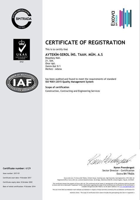 ISO 9001:2015 belgesi
